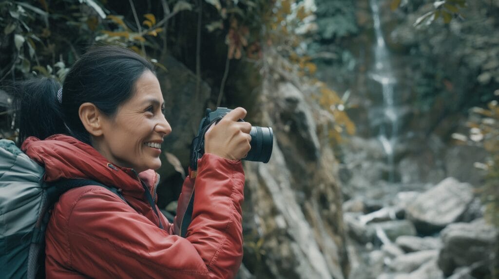portrait woman holding device taking photos world photography day min
